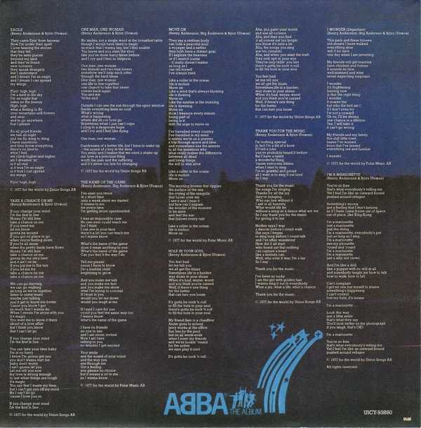 inner sleeve back, Abba - The Album +1